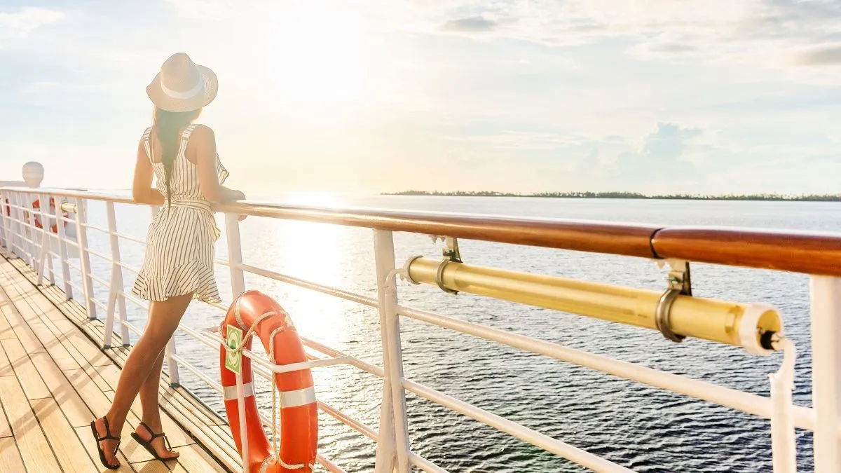 Woman on a cruise ship