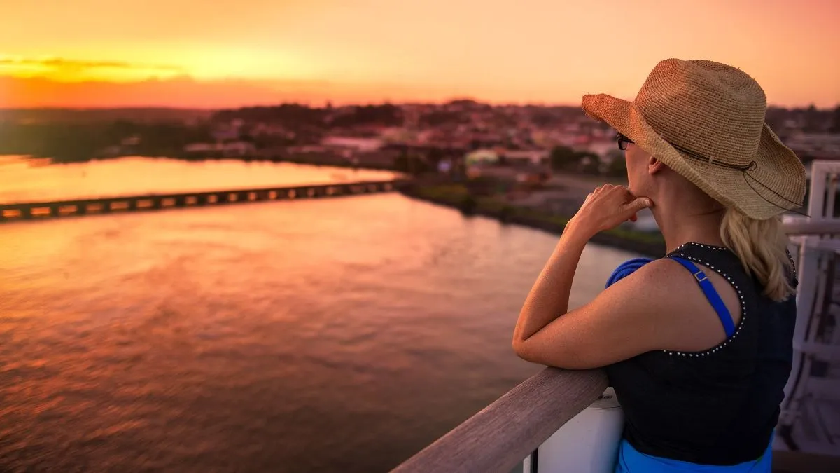 Woman on a cruise ship