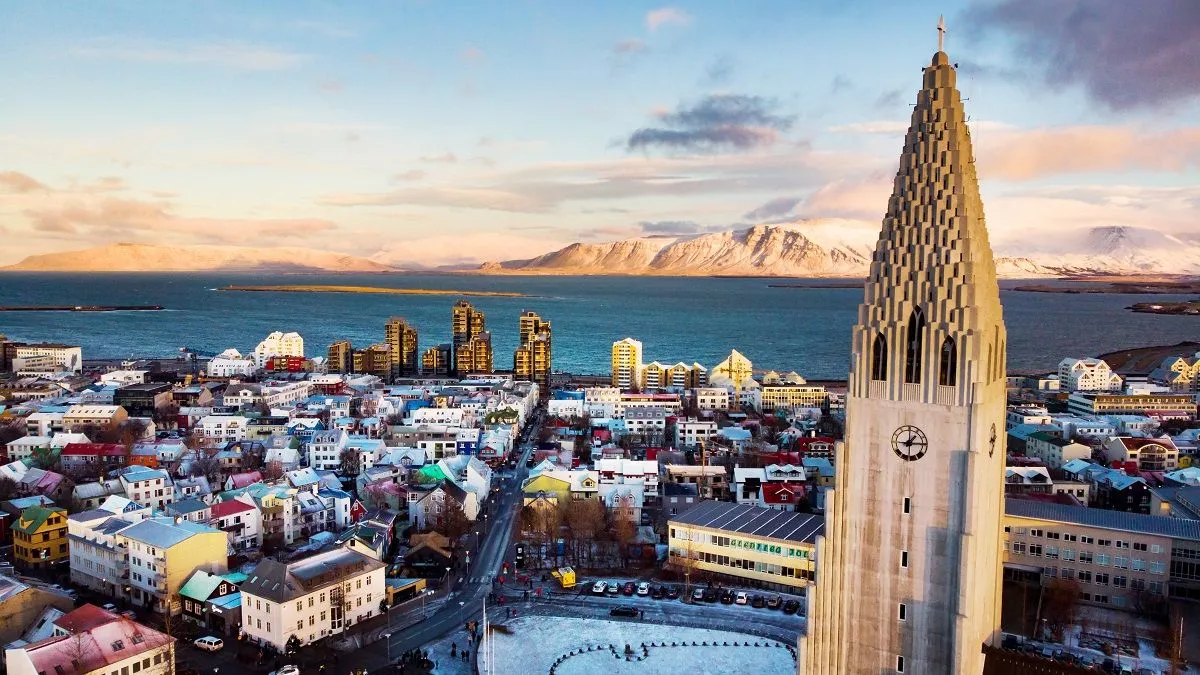 Hallgrímskirkja and view of Reykjavik