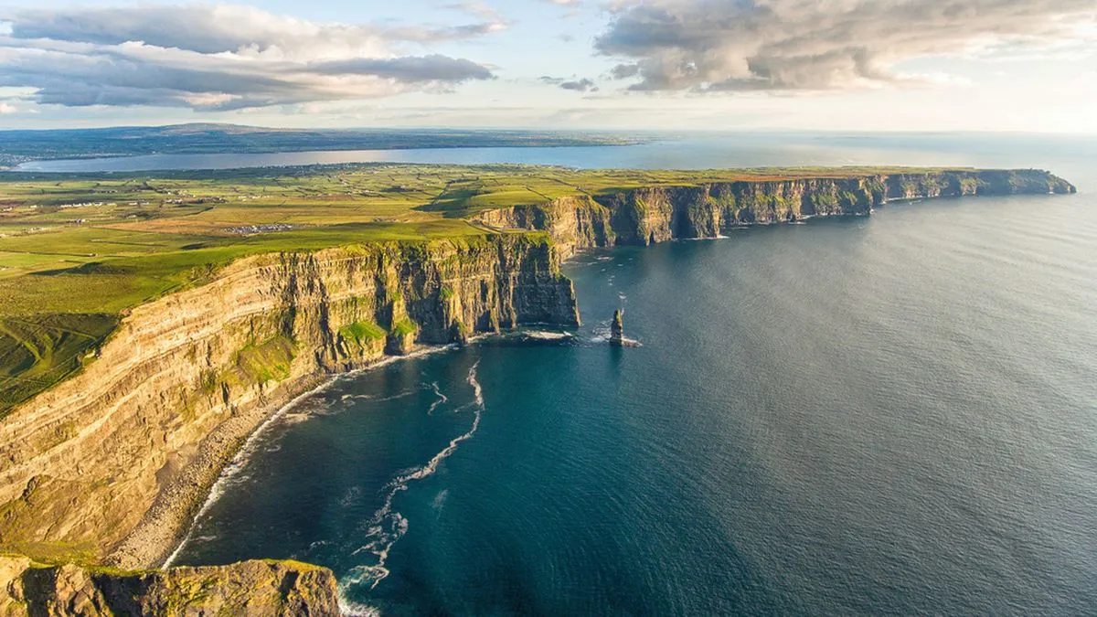 Aerial view of the Cliffs of Moher in Ireland