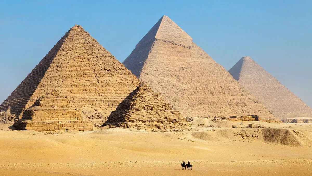 View of the Pyramids near Cairo city in Egypt