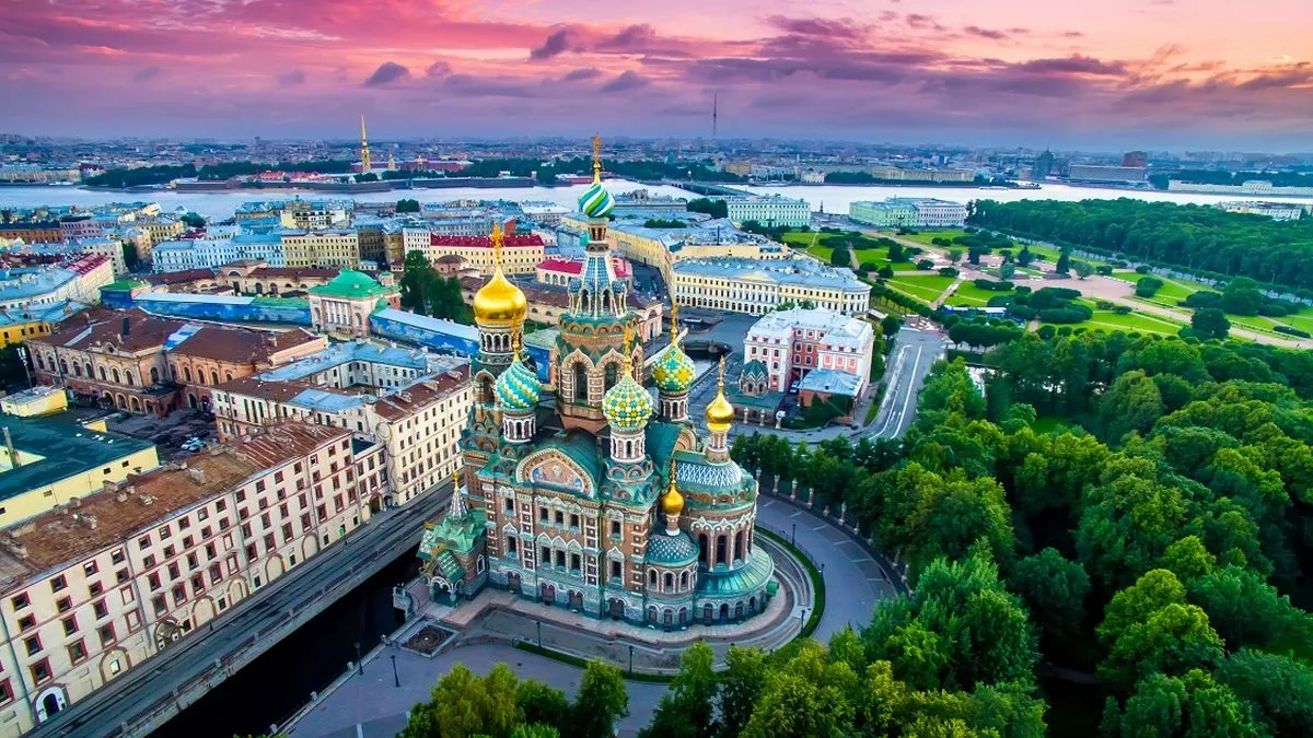 View over Church of Savior on Spilled Blood in St. Petersburg, Russia