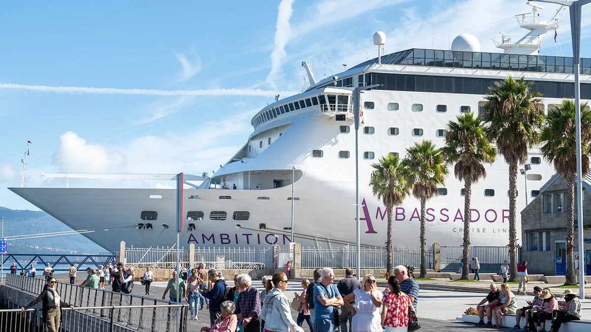 Ambition cruise ship in the port of Vigo, Spain