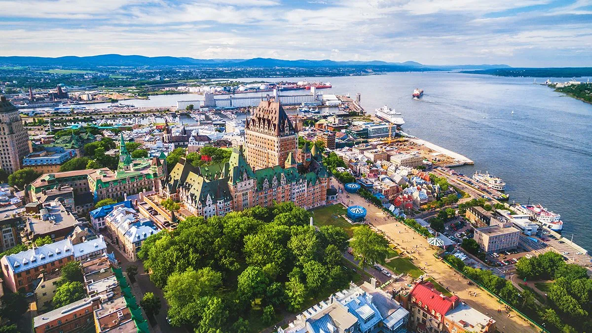 Aerial view of Chateau Frontenac Hotel Quebec City Canada