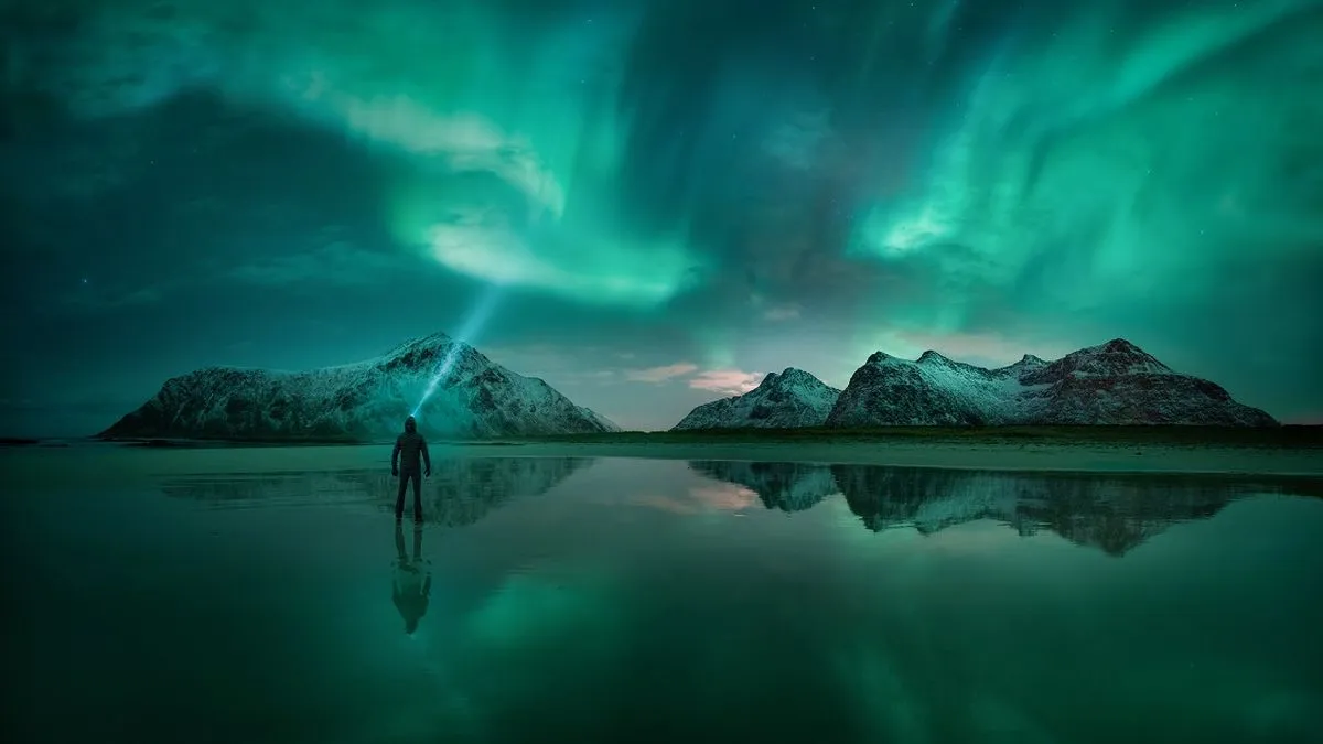 Northern Lights captured over Lofoten Islands, Norway