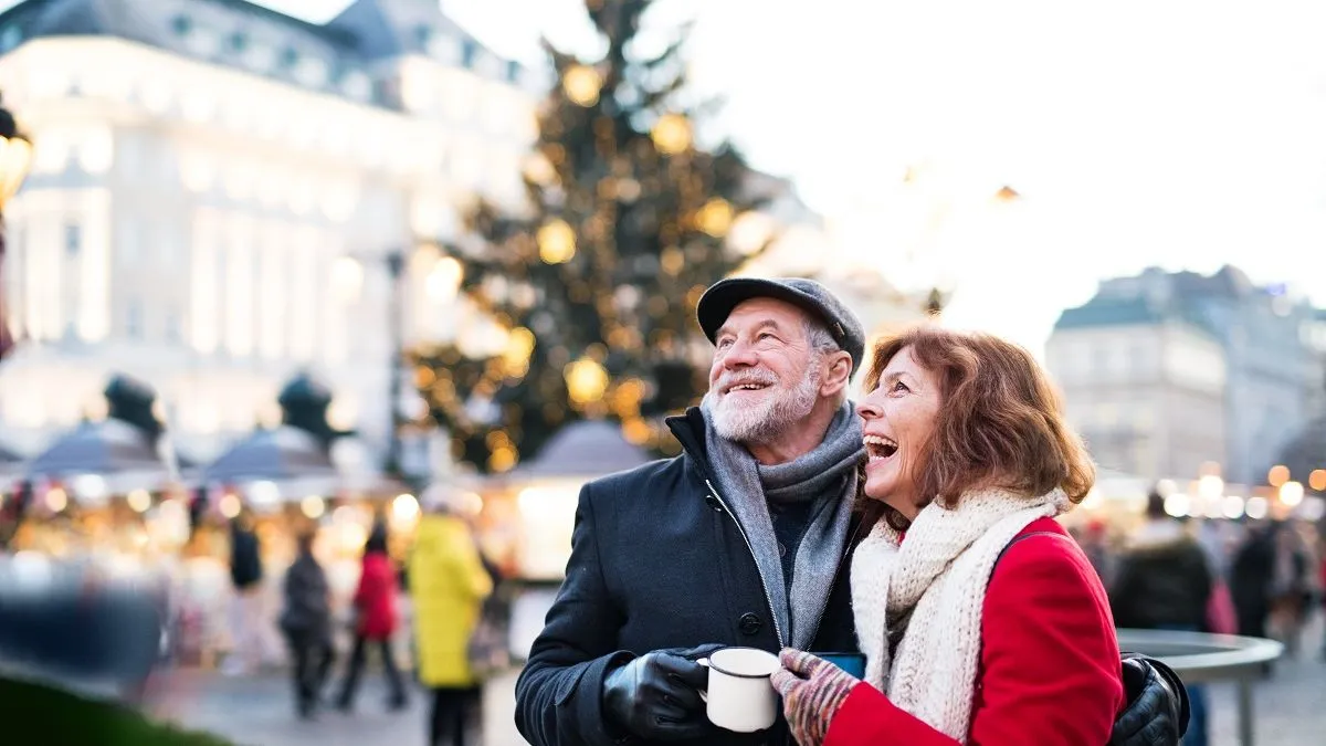 Couple on Christmas market cruise