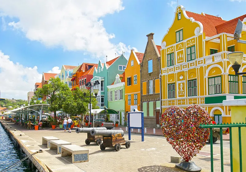 View of the promenade marina Willemstad Curacao